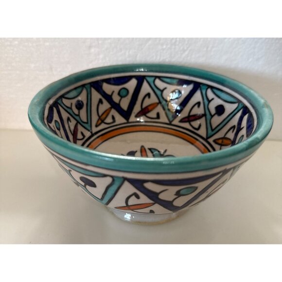 Set Of 4 Hand-Painted Moroccan Ceramic Bowls 5” From City of Fez - Picture 7 of 10